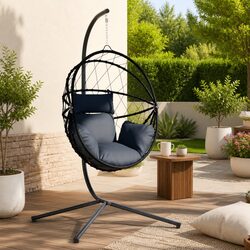 Durable Hanging Egg Chair with Steel Frame and Rattan