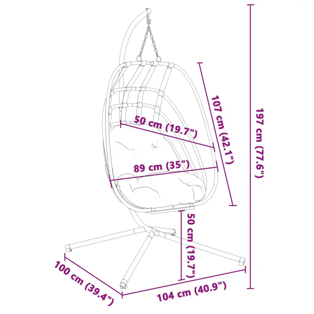 Anthracite Hanging Egg Chair with Stand