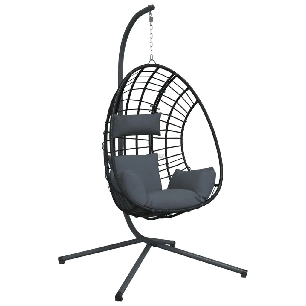 Hanging Egg Chair with Stand in Anthracite