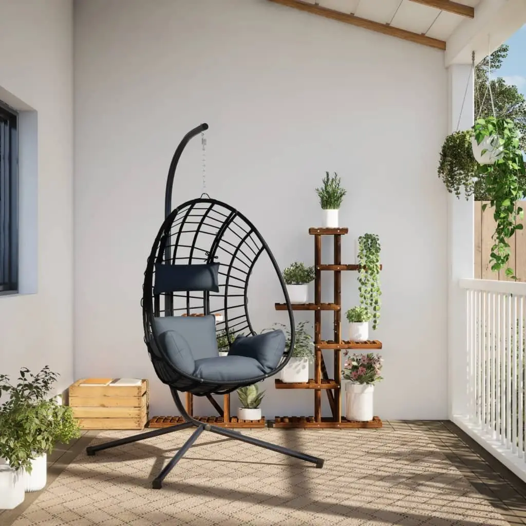 Hanging Egg Chair with Stand in Anthracite