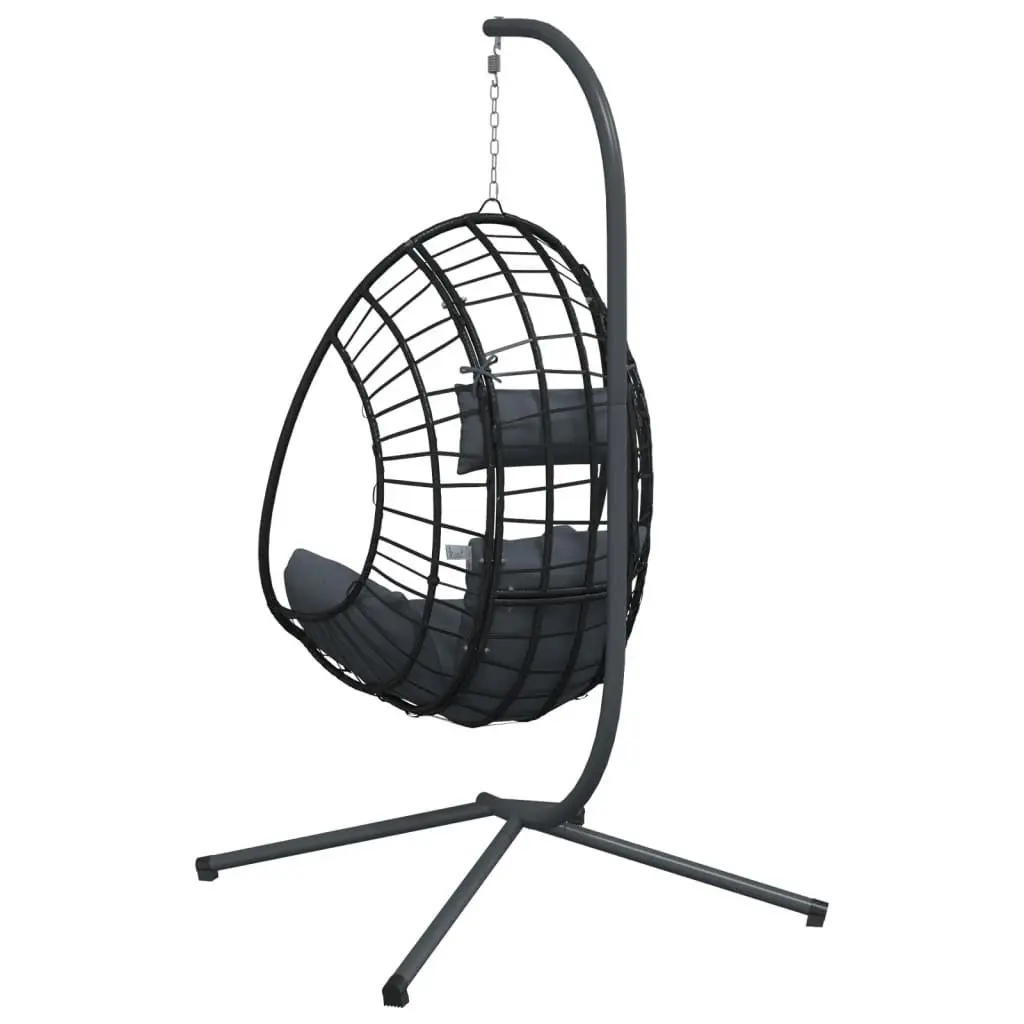 Hanging Egg Chair with Stand in Anthracite