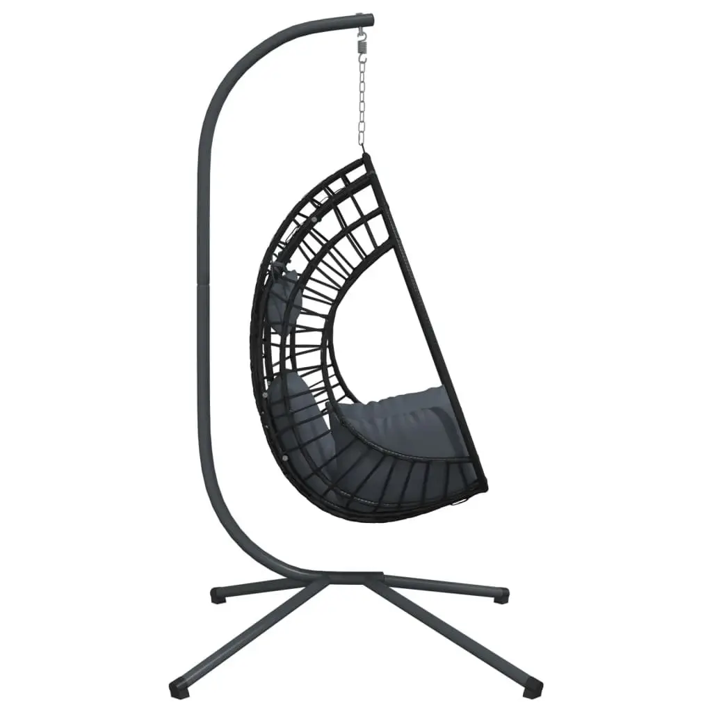 Hanging Egg Chair with Stand in Anthracite