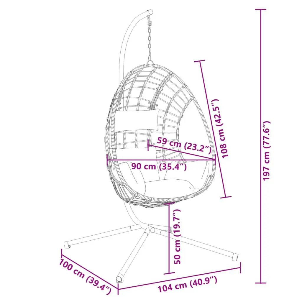 Hanging Egg Chair with Stand in Anthracite