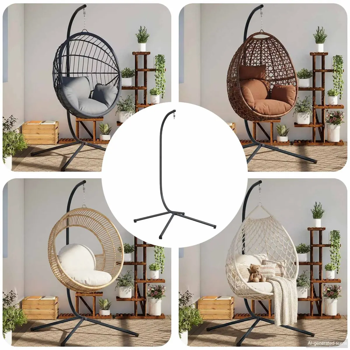 Hanging Egg Chair Stand Steel Frame Anthracite