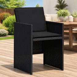 Premium Black PE Rattan Outdoor Garden Chairs Set of 4