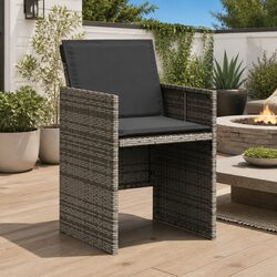 Durable Grey Poly Rattan Outdoor Chairs Set of 4