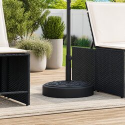 Parasol Base Round 25kg Stable Umbrella Stand Concrete Pole Adapter Black