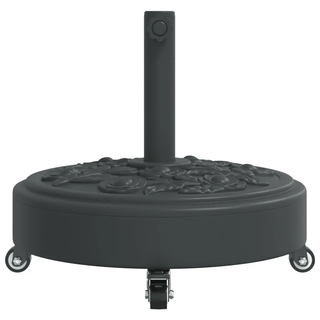 Round Parasol Base with Lockable Wheels for 38mm 48mm Poles Black Outdoor