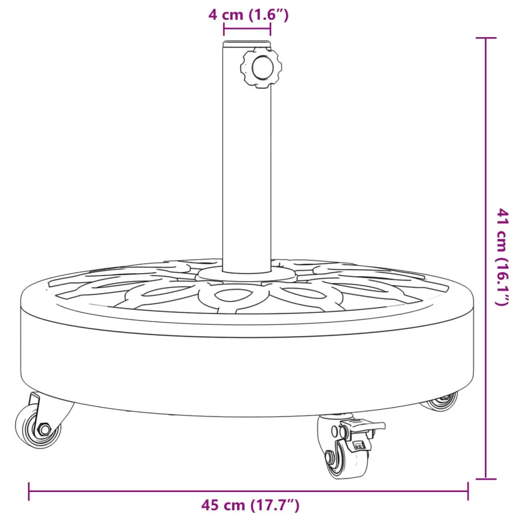 Round Parasol Base with Lockable Wheels