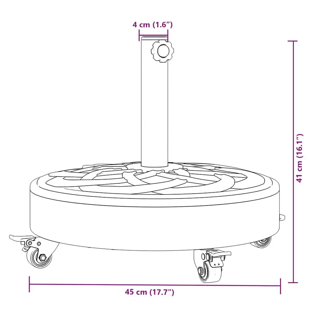Round Parasol Base with Lockable Castors