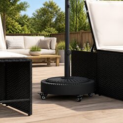 Durable Round Parasol Base with Wheels and Lockable Castors