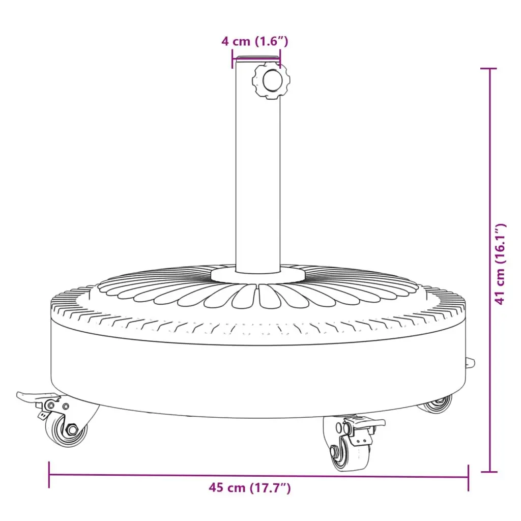 Round Parasol Base with Wheels and Lockable Castors