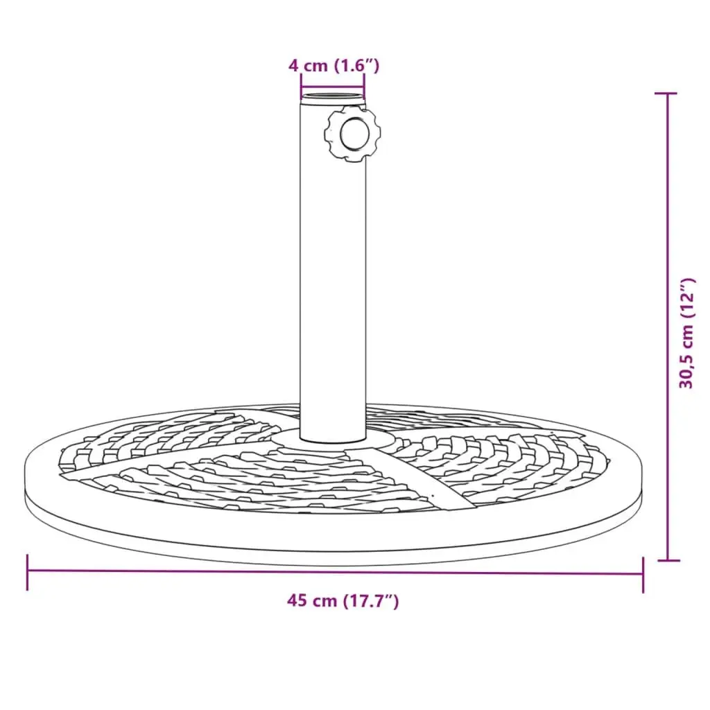 Round Parasol Base 12kg Concrete Outdoor Umbrella Stand for 38mm and 48mm