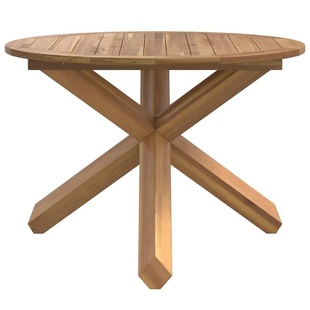 Solid Teak Wood Garden Table Ø109x74cm with Slatted Top