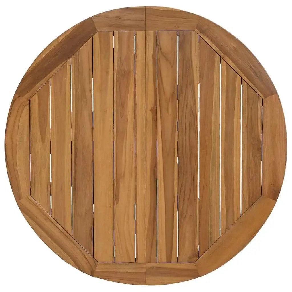 Solid Teak Wood Garden Table Ø109x74cm with Slatted Top