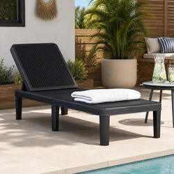 Durable 4-Way Adjustable Black Sun Lounger for Outdoors