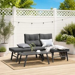 Durable Black Steel Garden Benches Set for Outdoors