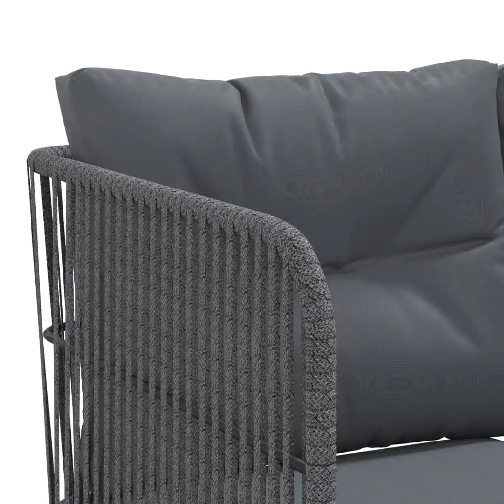 L-Shaped Garden Sofa with Cushions in Black