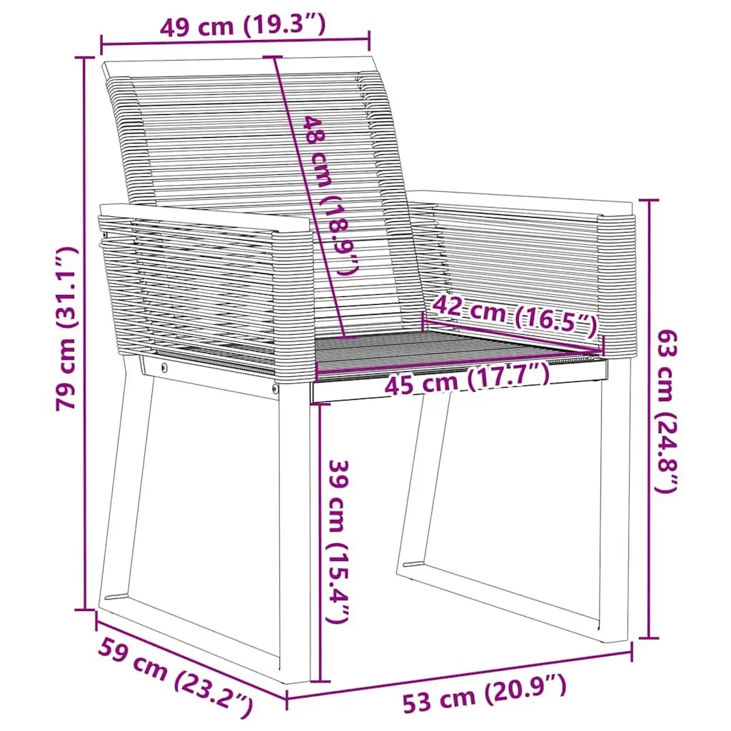 Set of 4 Durable Black Outdoor Garden Chairs