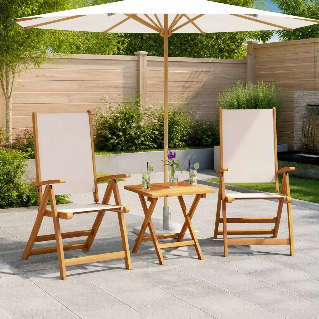 Folding Garden Chairs Solid Wood Acacia Textilene Brown 2 Piece