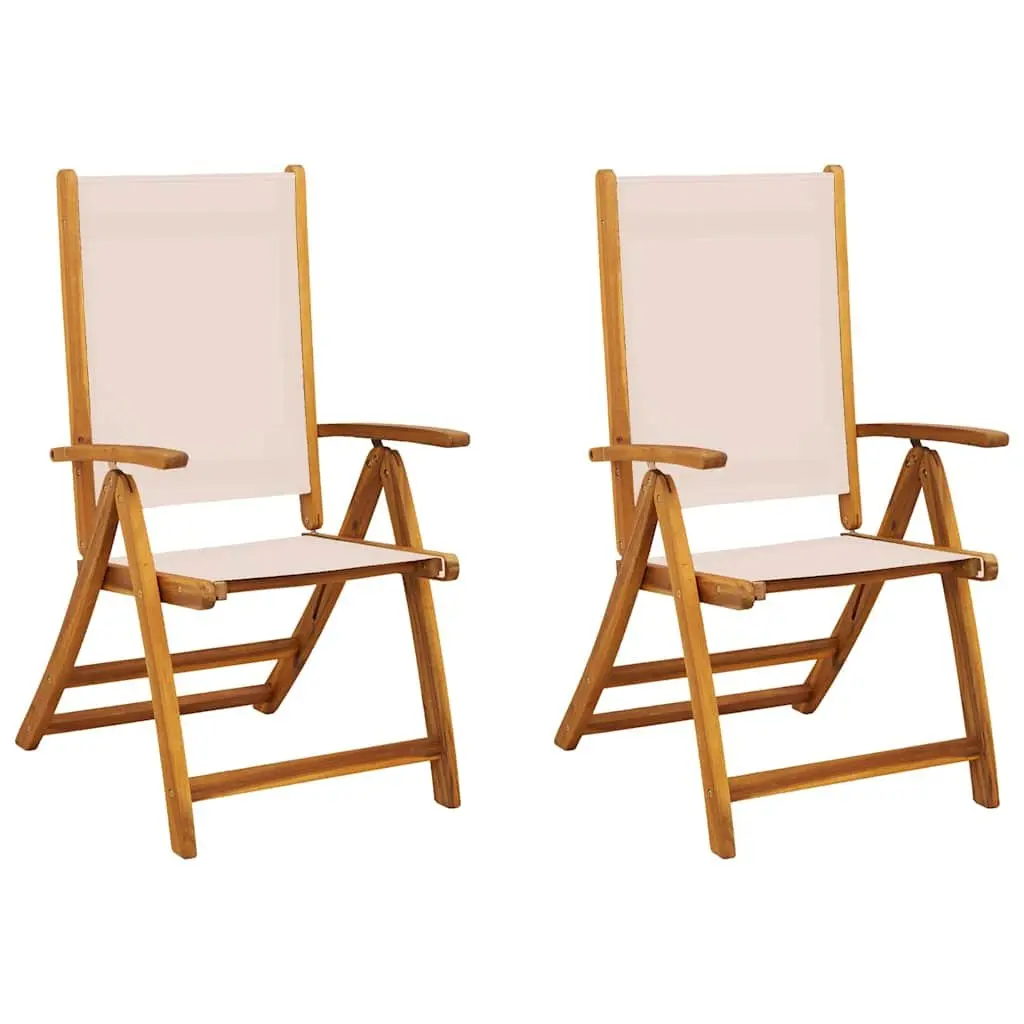 Folding Garden Chairs Solid Wood Acacia Textilene Brown 2 Piece