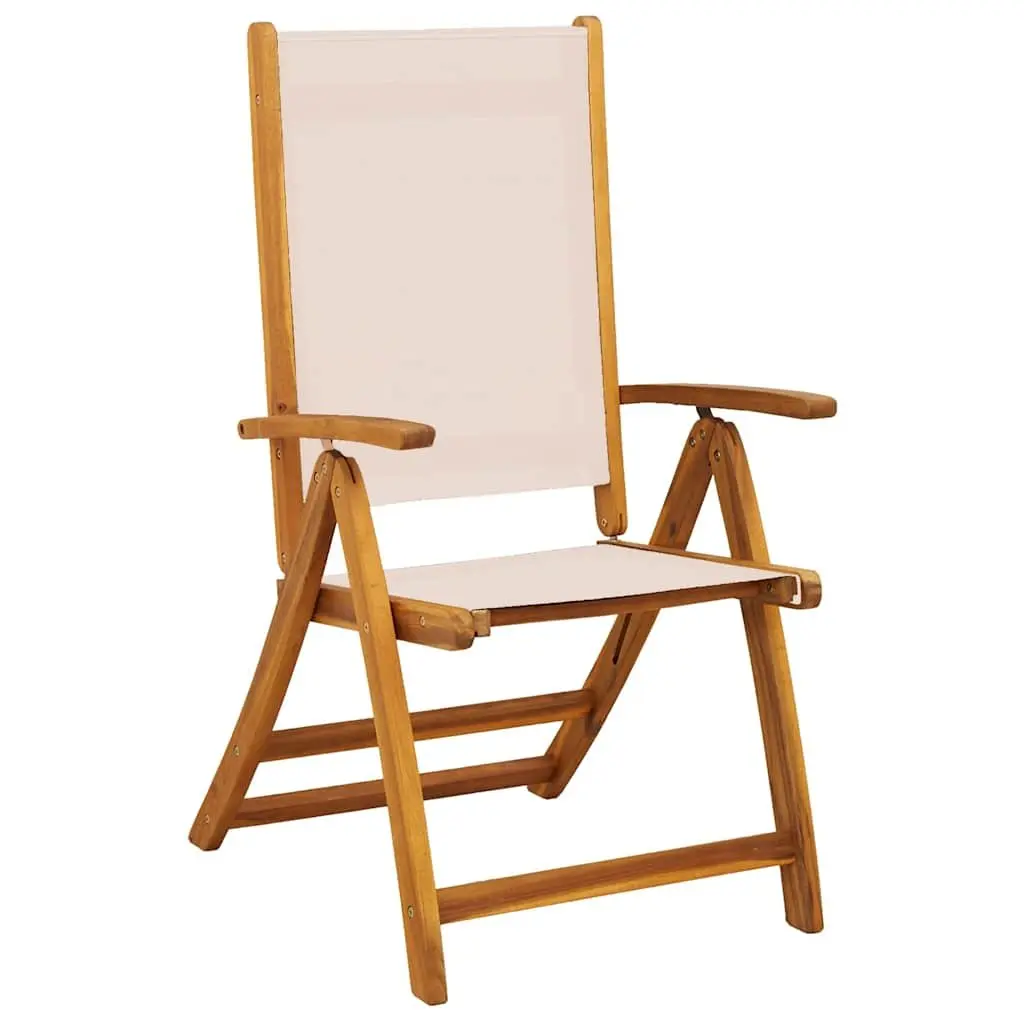 Folding Garden Chairs Solid Wood Acacia Textilene Brown 2 Piece
