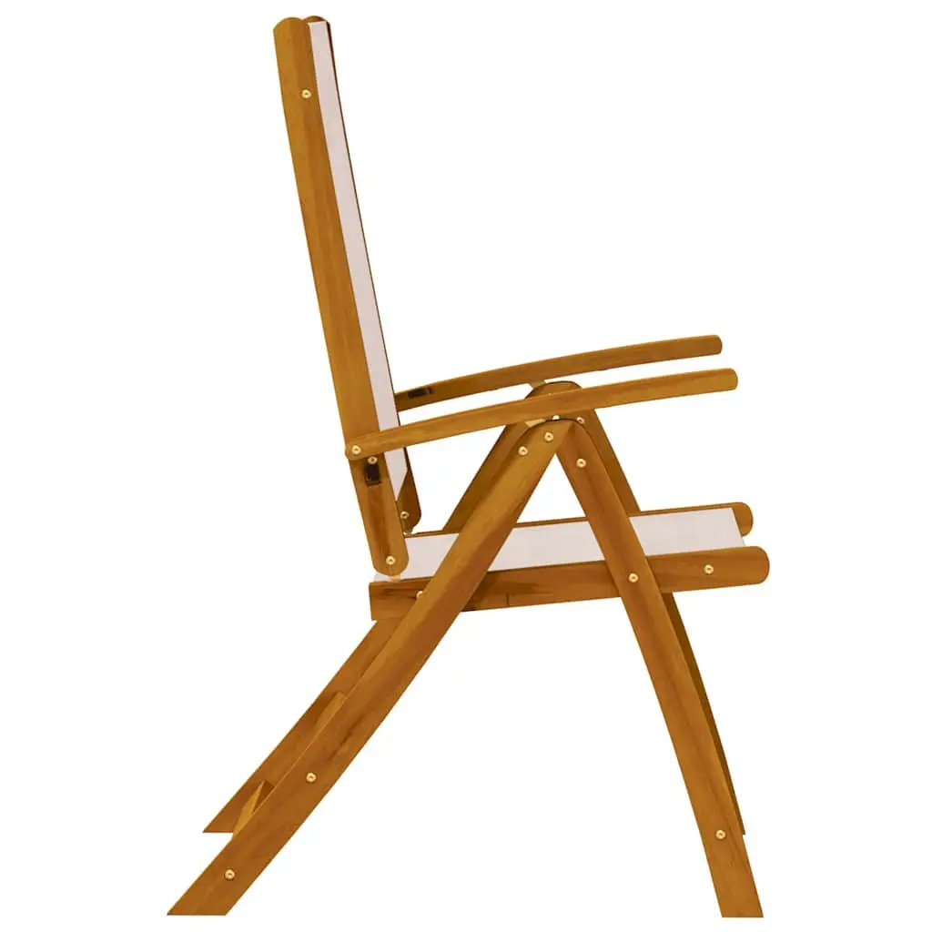 Folding Garden Chairs Solid Wood Acacia Textilene Brown 2 Piece