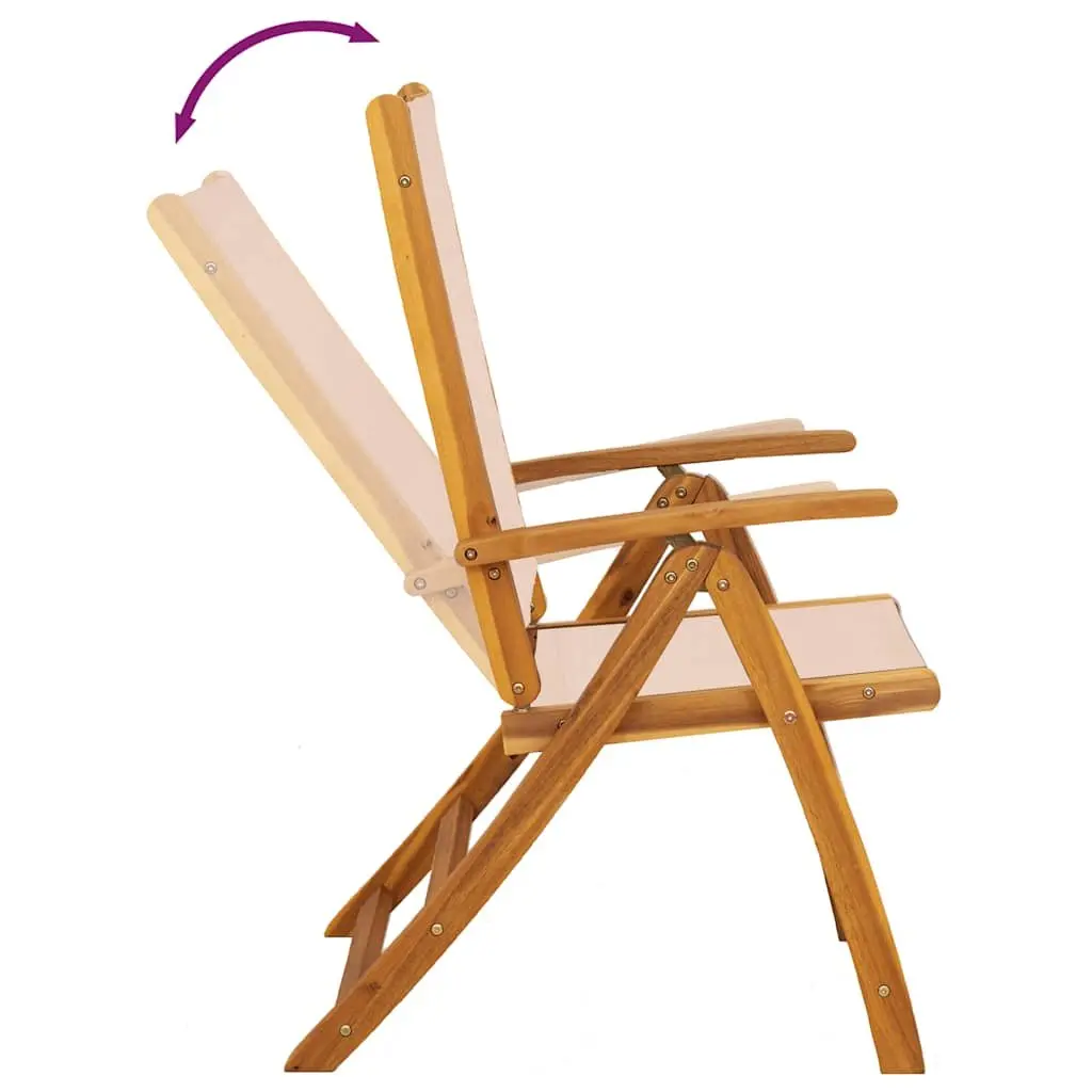 Folding Garden Chairs Solid Wood Acacia Textilene Brown 2 Piece