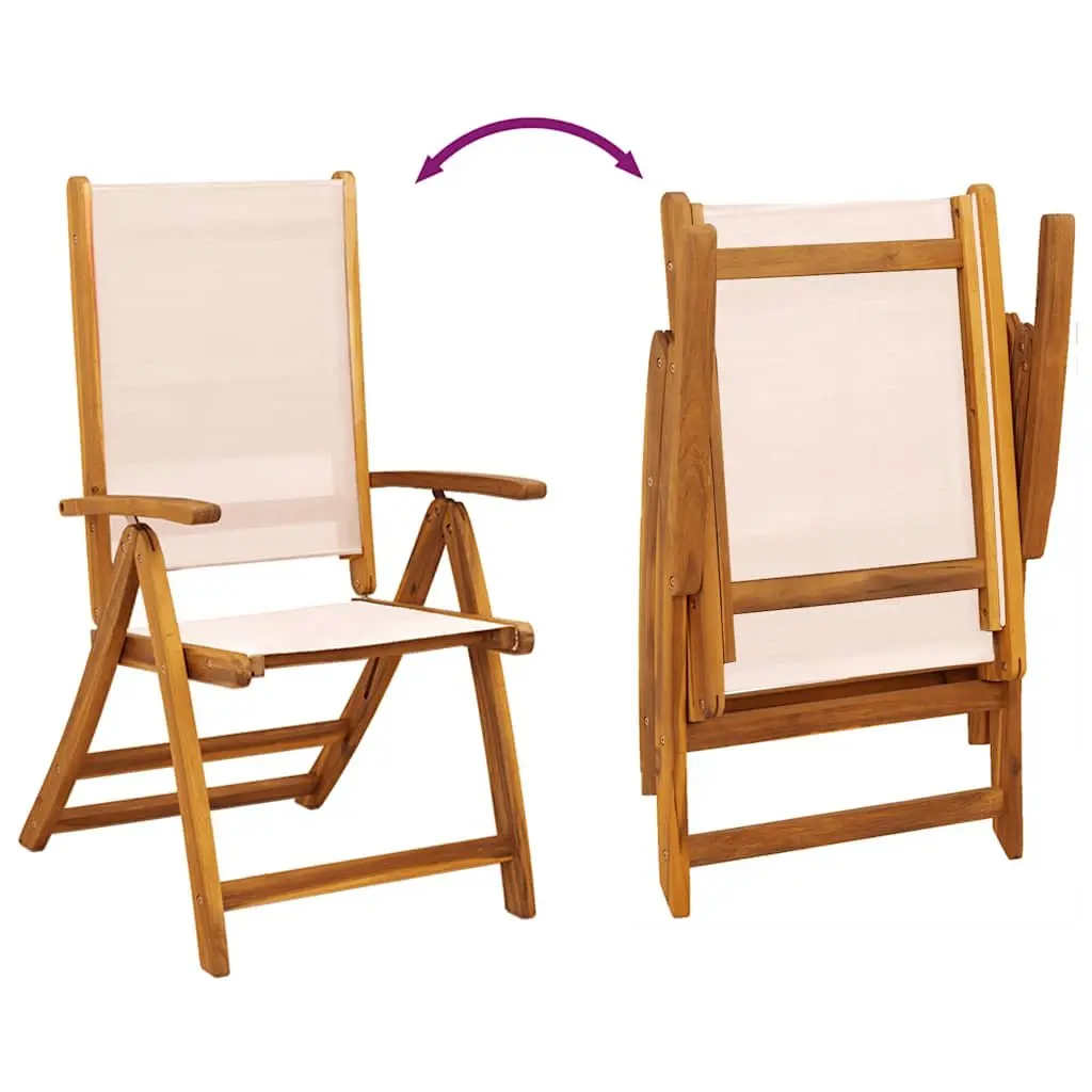 Folding Garden Chairs Solid Wood Acacia Textilene Brown 2 Piece