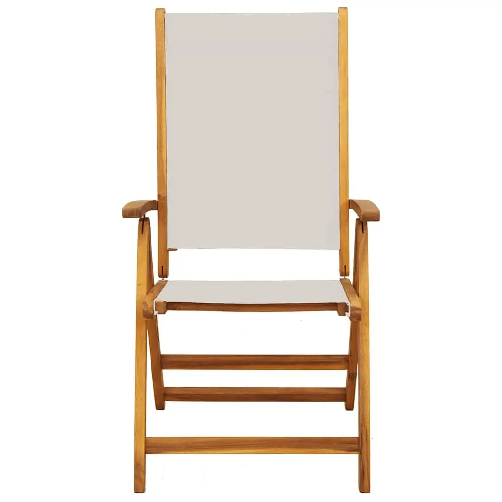 Folding Garden Chairs Solid Acacia Wood Textilene 2 pcs Outdoor Patio Seating Brown
