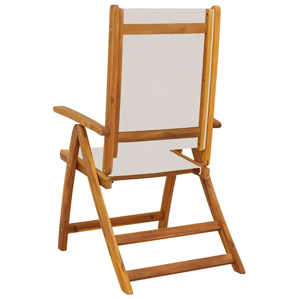Folding Garden Chairs Solid Acacia Wood Textilene 2 pcs Outdoor Patio Seating Brown