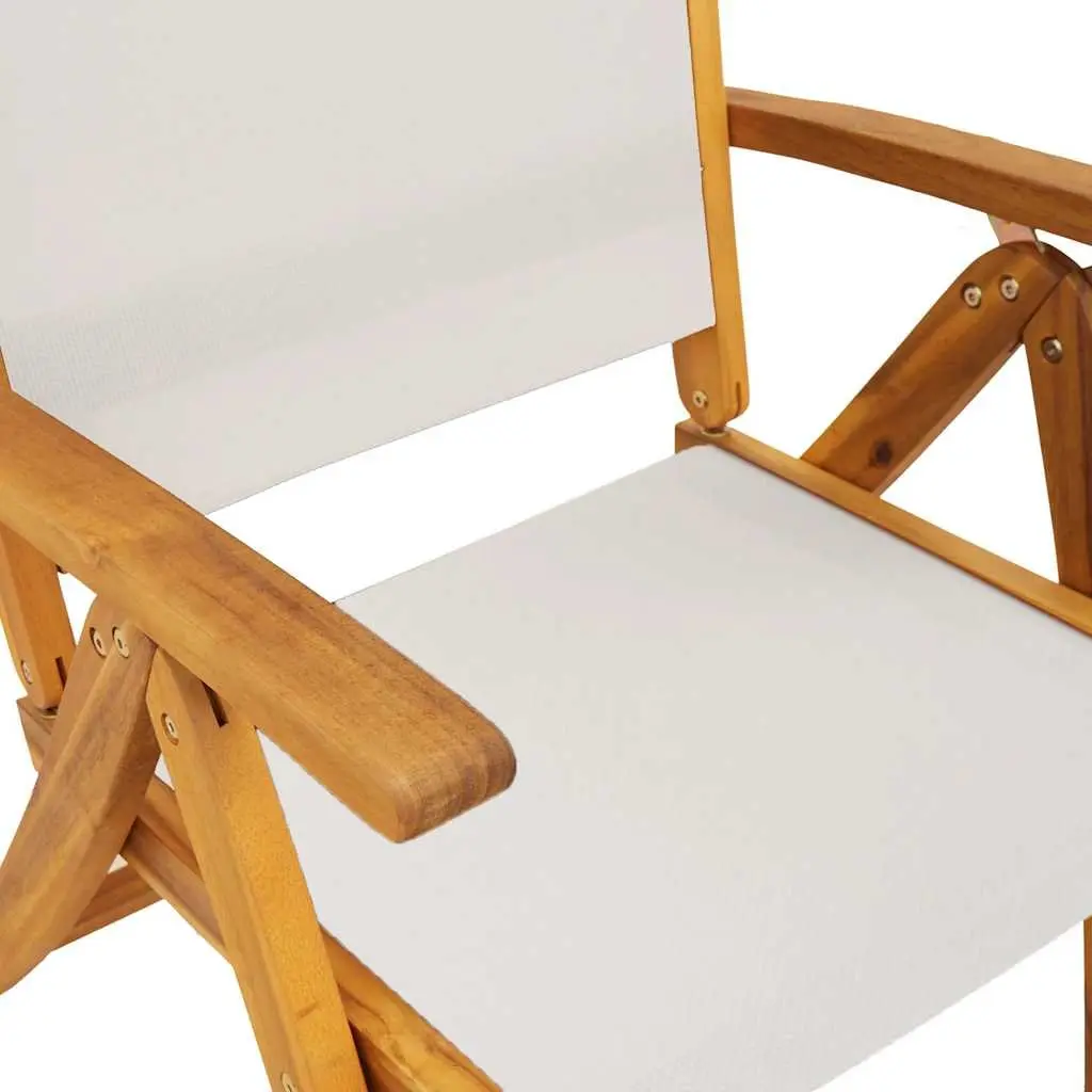 Folding Garden Chairs Solid Acacia Wood Textilene 2 pcs Outdoor Patio Seating Brown