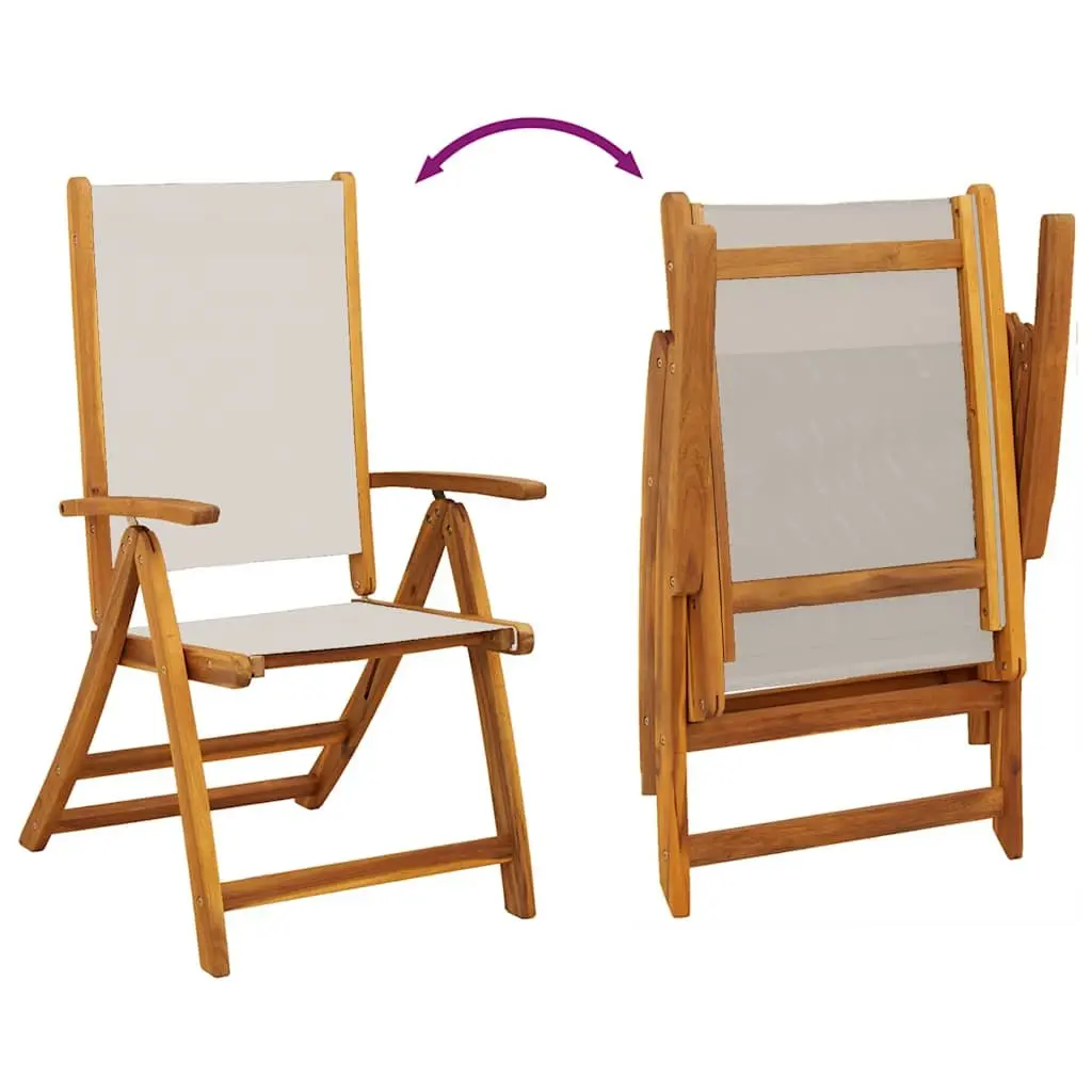Folding Garden Chairs Solid Acacia Wood Textilene 2 pcs Outdoor Patio Seating Brown