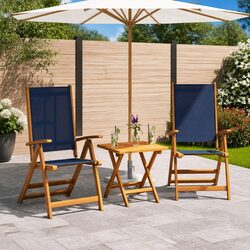 Durable Folding Outdoor Chairs 2 pcs Acacia Wood Textilene