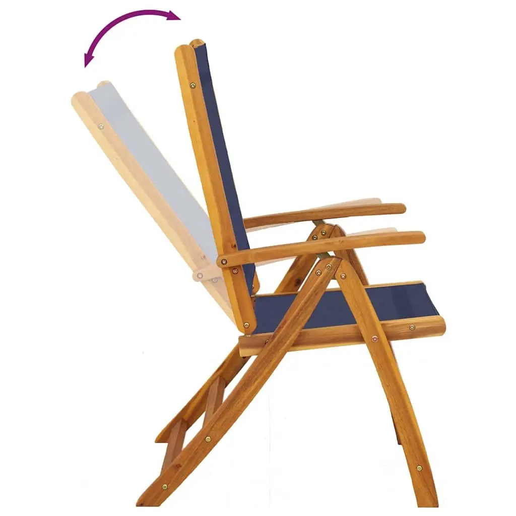 Folding Garden Chairs Acacia Wood Textilene 2 pcs Adjustable Backrest Brown