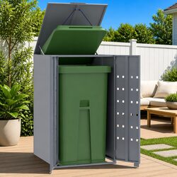 Durable Grey Powder-Coated Steel Wheelie Bin Storage