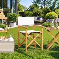 Cream Folding Director's Chair for Outdoor and Indoor Use