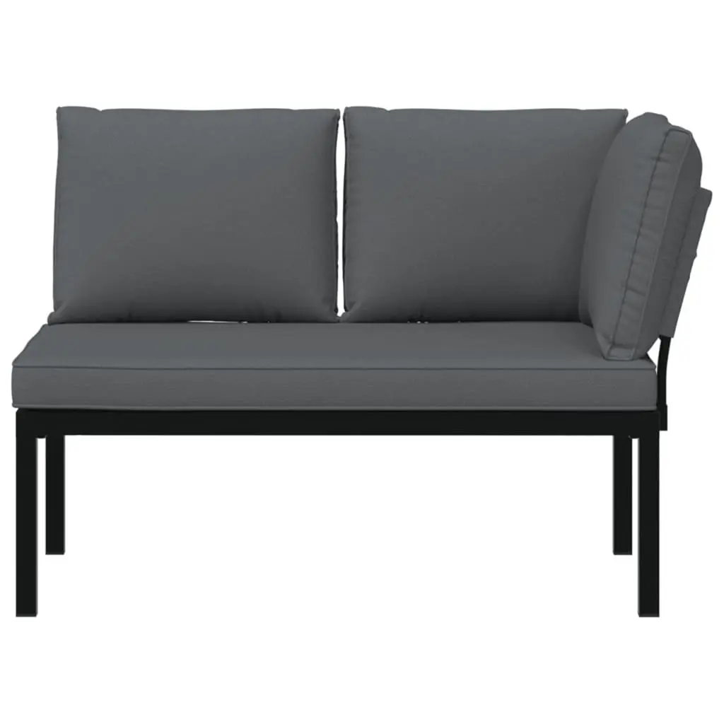 Garden Bench Outdoor Seating Aluminium Frame with Padded Cushions Black