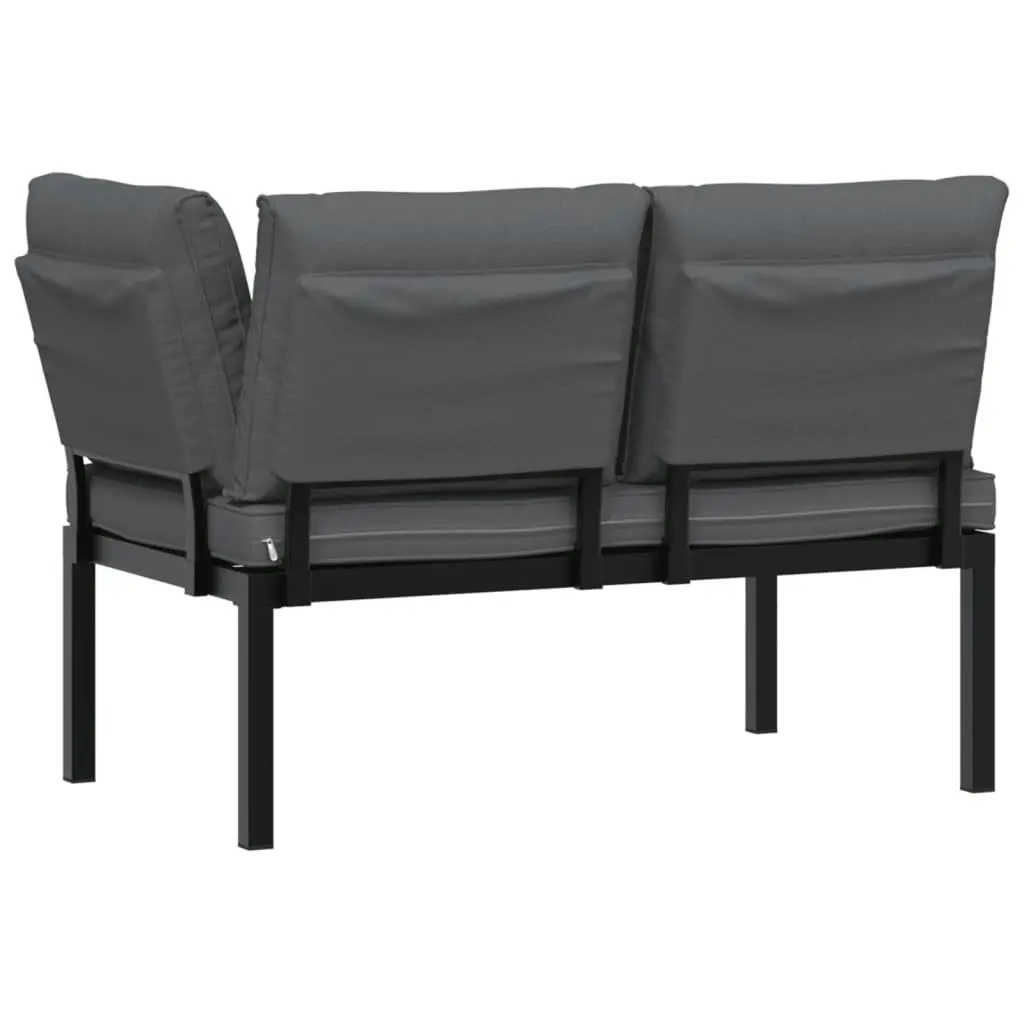 Garden Bench Outdoor Seating Aluminium Frame with Padded Cushions Black