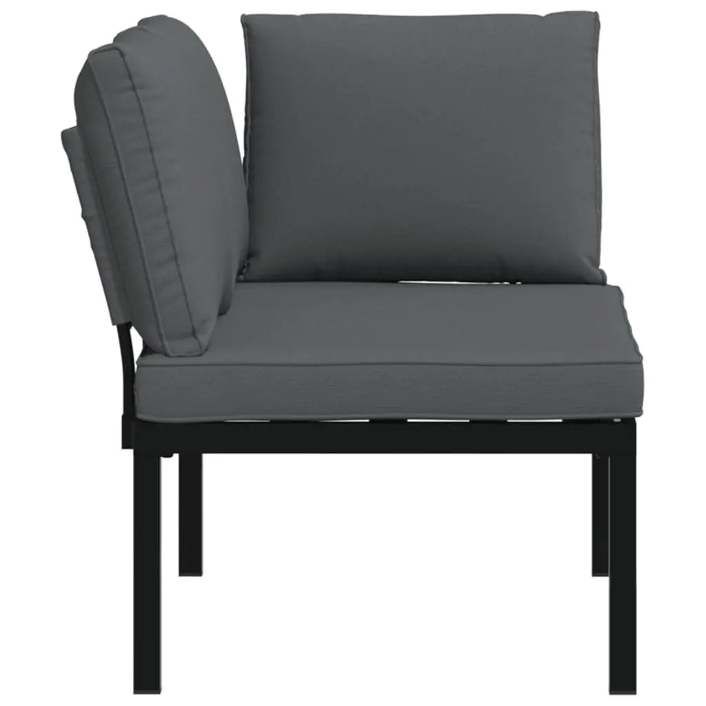 Garden Bench Outdoor Seating Aluminium Frame with Padded Cushions Black