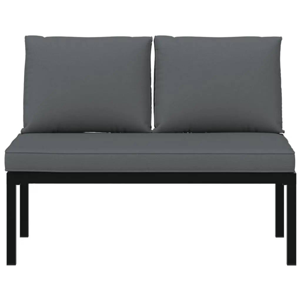 Aluminium Garden Bench Black Outdoor Seating with Cushions for Patio and Terrace