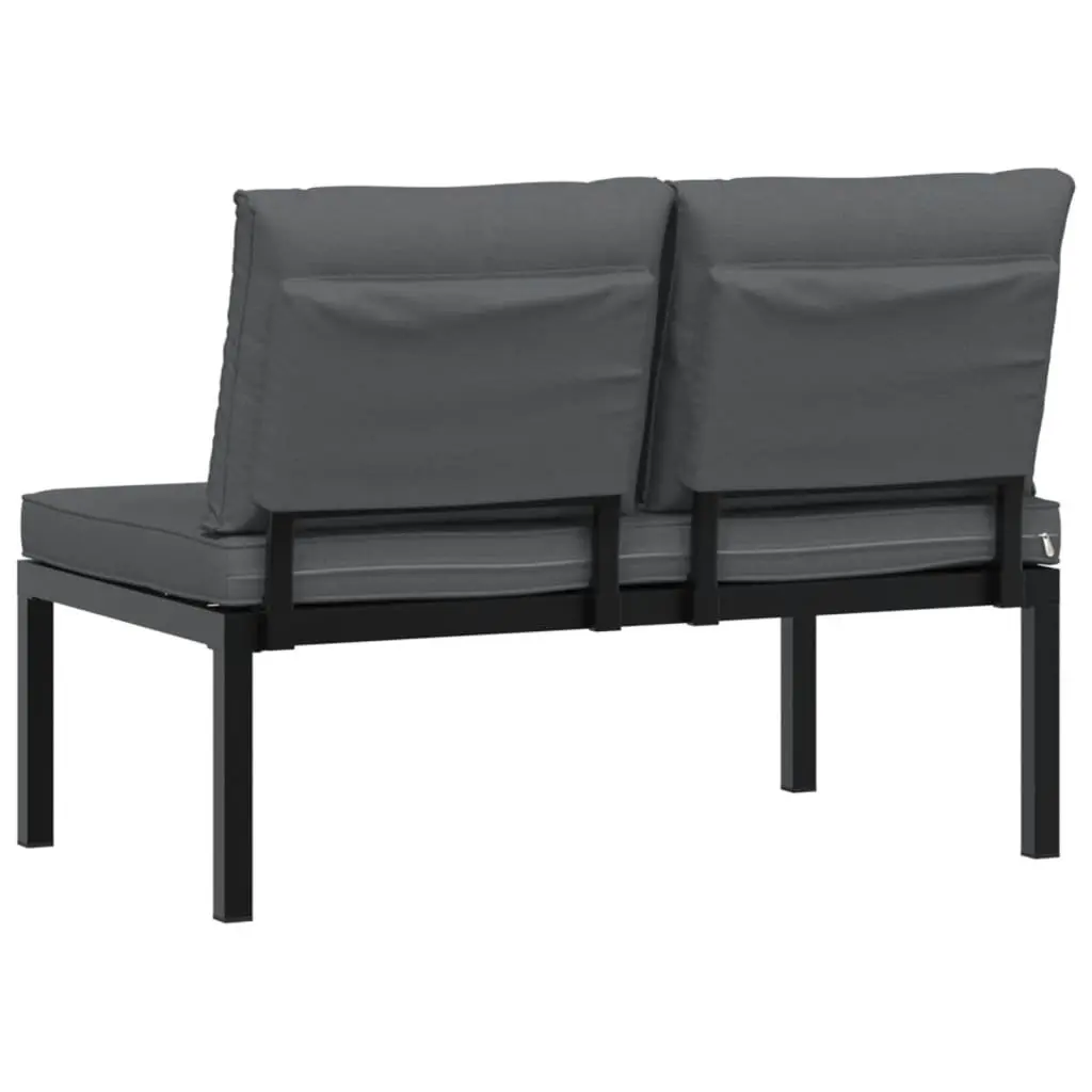Aluminium Garden Bench Black Outdoor Seating with Cushions for Patio and Terrace
