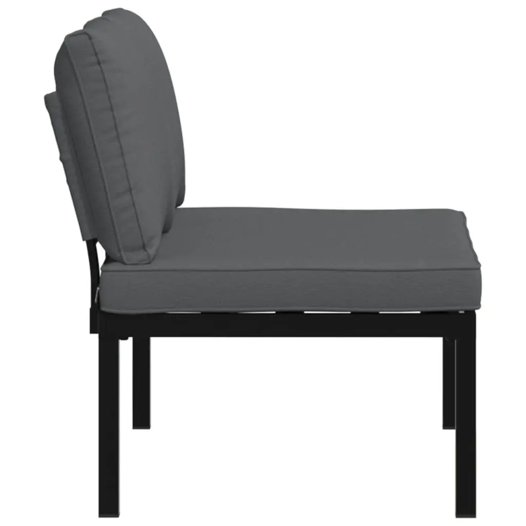 Aluminium Garden Bench Black Outdoor Seating with Cushions for Patio and Terrace