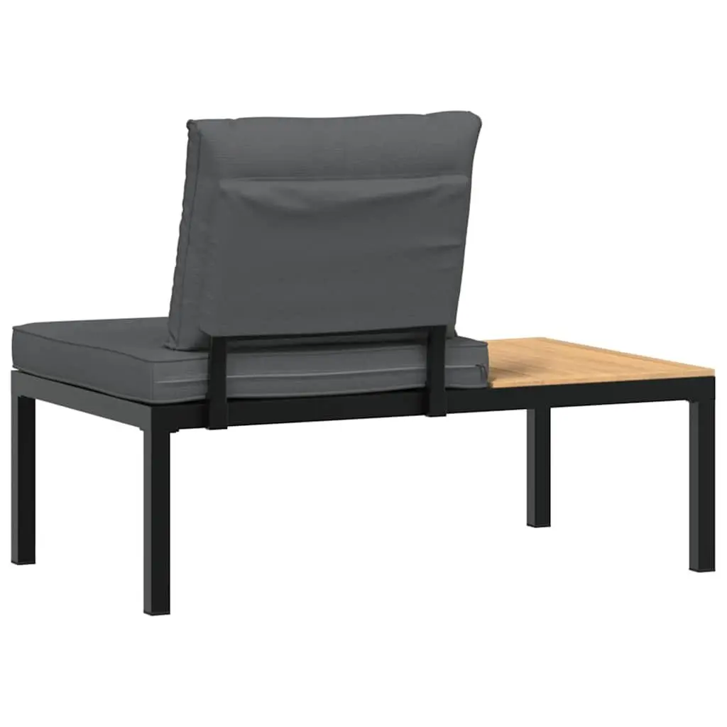 Black Aluminium Garden Bench with Cushions & Side Table