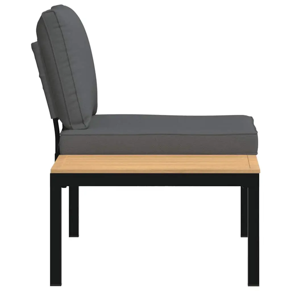 Black Aluminium Garden Bench with Cushions & Side Table