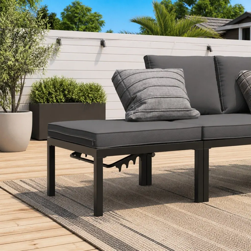 Black Garden Stool with Adjustable Cushion