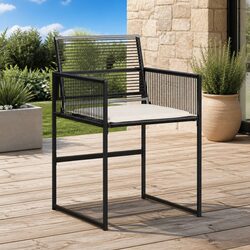 Black Poly Rattan Garden Chairs Set of 4 with Cushions