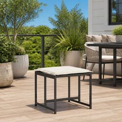 Durable 4-Piece Black Garden Stools with Cushions