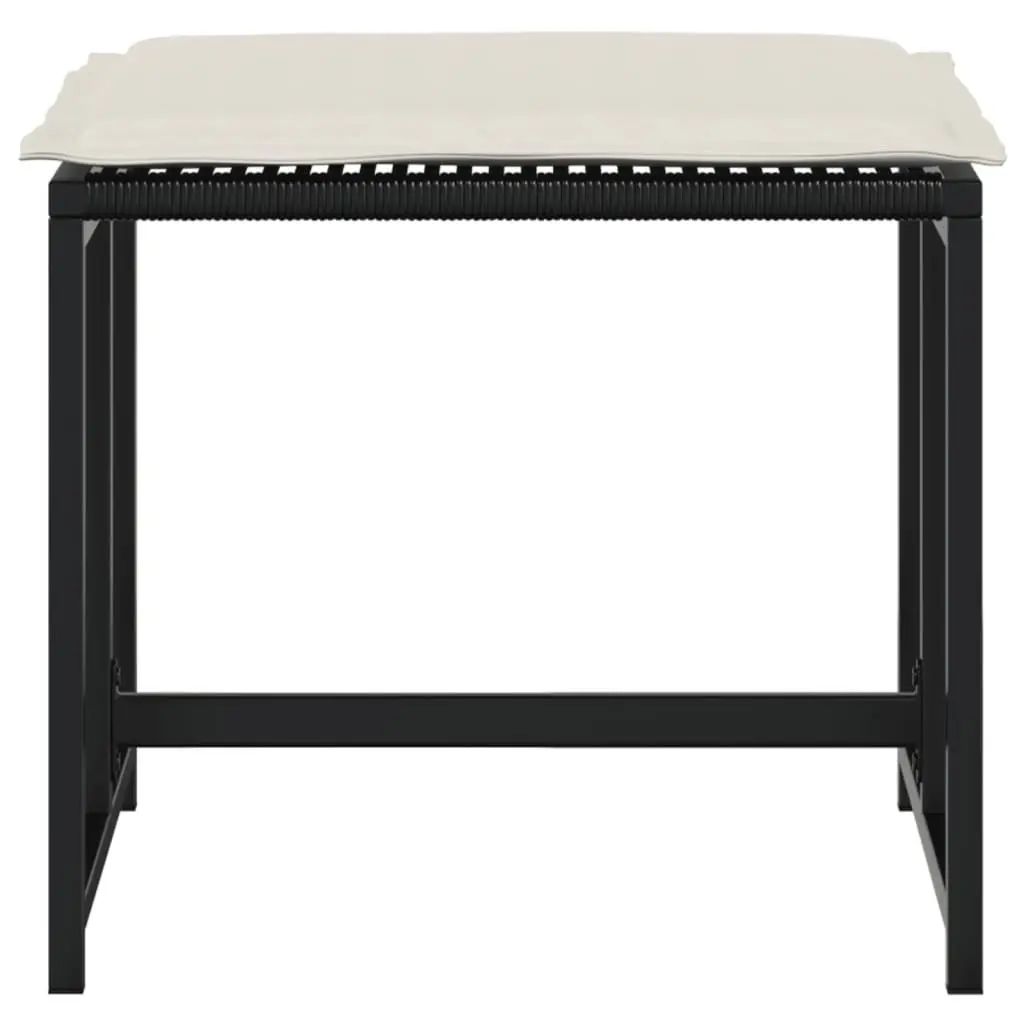 4-Piece Black Garden Stools with Cushions