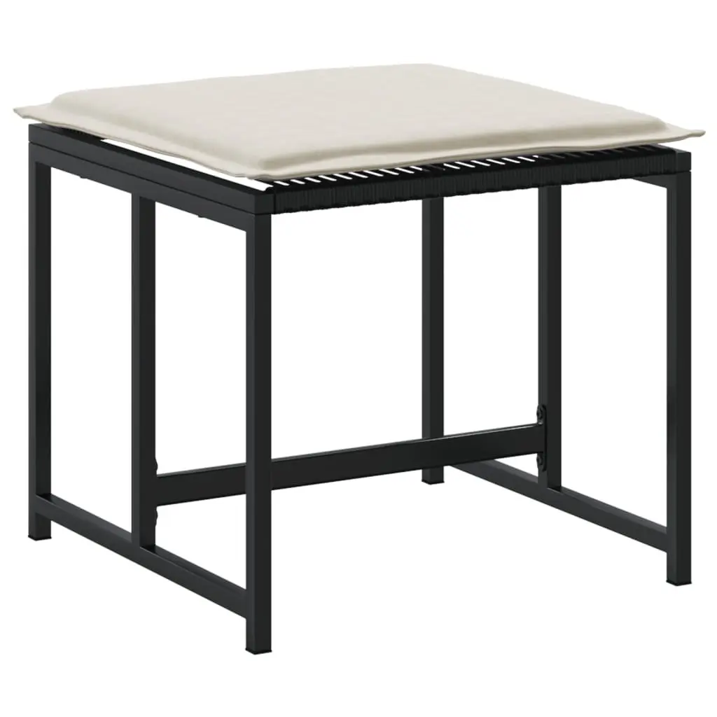 4-Piece Black Garden Stools with Cushions